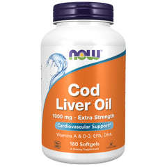 NOW Foods Cod Liver Oil, Extra Strength 1,000 mg - 180 Softgels NOW Foods Cod Liver Oil, Extra Strength 1,000 mg - 180 Softgels