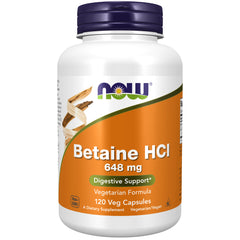 NOW Foods Betaine HCl 648 mg - 120 Veg Capsules