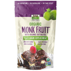 NOW Real Food Monk Fruit with Erythritol, Organic Powder - 1 lb.- 454g