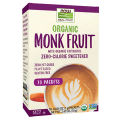 NOW Real Food Monk Fruit with Erythritol, Organic - 70 Packets
