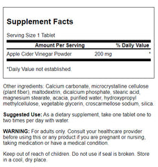 Swanson Apple Cider Vinegar - Double Strength Formula 200mg Swanson Apple Cider Vinegar - Double Strength Formula 200mg