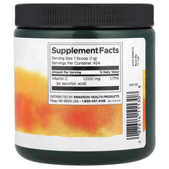 Swanson 100% Pure C-1000, Vitamin C Powder - 454g (16 oz.)