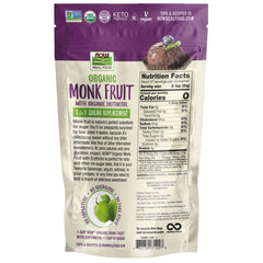 NOW Real Food Monk Fruit with Erythritol, Organic Powder - 1 lb.- 454g