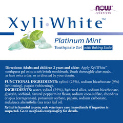NOW Solutions Xyliwhite Platinum Mint Toothpaste Gel with Baking Soda - 181g