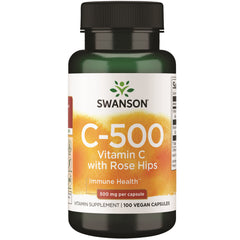 Swanson C-500 - Vitamin C with Rose Hips 500mg - 100 Vegan Capsules