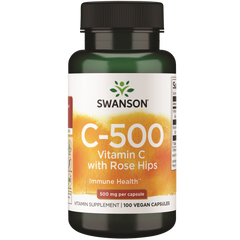 Swanson C-500 - Vitamin C with Rose Hips 500mg - 100 Vegan Capsules