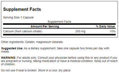 Swanson Calcium Citrate 200mg - 60 Capsules