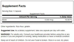 Swanson Biotin 5,000mcg - 30 Capsules