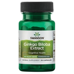 Swanson Ginkgo Biloba Extract, Standardized 60mg - 30 Capsules