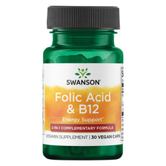 Swanson Folic Acid & B12 - 30 Veg Capsules