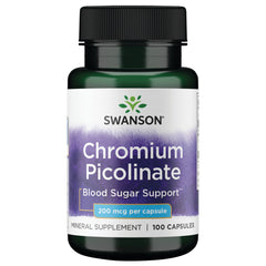 Swanson Chromium Picolinate 200mcg - 100 Vegan Capsules